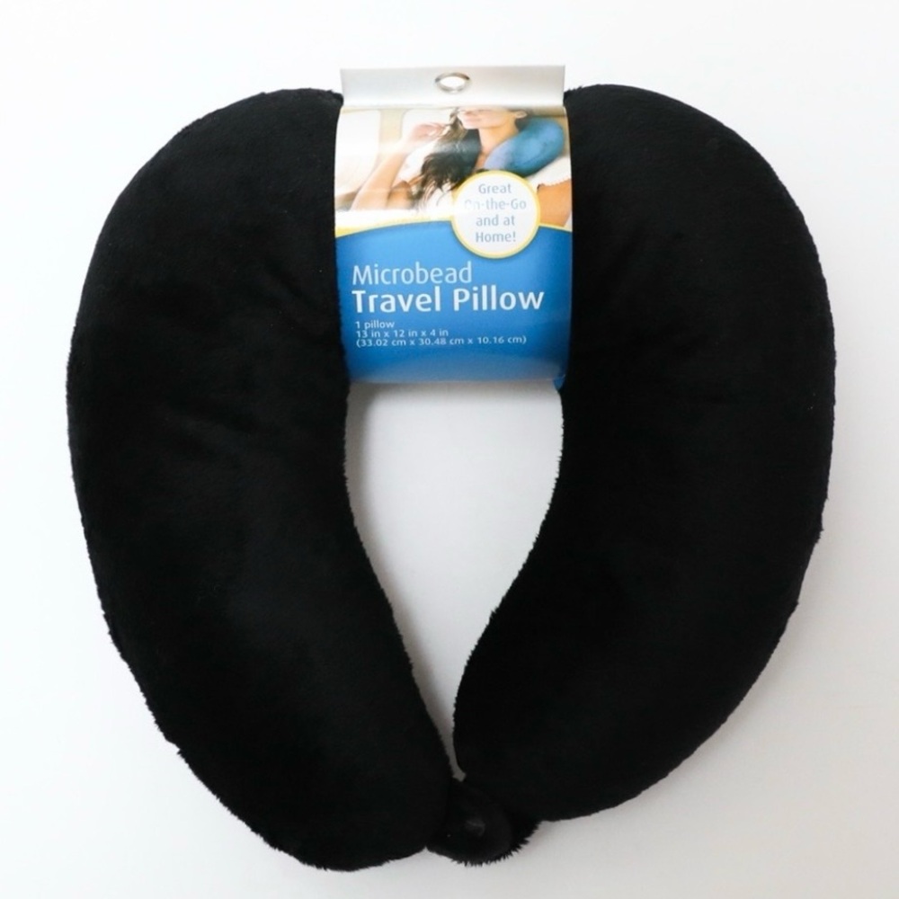 Cloudz microbead neck travel pillow black soft velvet brand new carry on